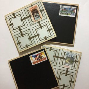 DC & State Coasters, 4 pack, Postage Stamp Wood Coaster Set with Cork Backing, D